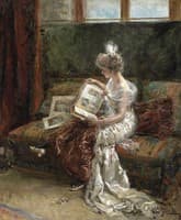 Leonie Garrido, the Artist's Wife, Looking at an Album of Prints