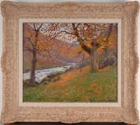 Autumn Landscape, Orange and Green