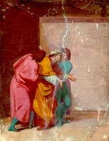 An Old Man Restrained by Two Youths