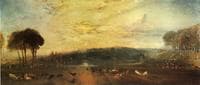 The Lake, Petworth: sunset, fighting bucks