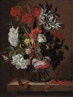 Flowers in a Glass Vase