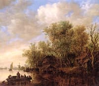 A Wooded River Landscape...
