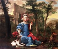 Portrait of a Girl, with a Dog, in a Landscape with the Ruins of the Colosseum beyond