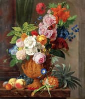 Roses, Lilies, a Sheaf of Wheat, Morning Glories and Other Flowers....