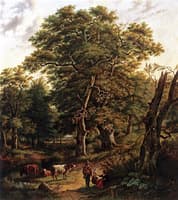 A Forest with Figures Resting near a Stream