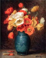 Anemones in a Blue Vase