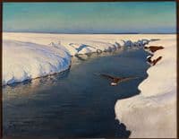 Winter Landscape with the River and the Bird