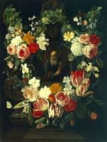 Personification of Time in a Flower Garland