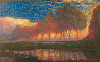 Row of Eleven Poplars in Red, Yellow, Blue and Green