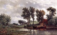 A Polder Landscape with a Vessel near a Farm