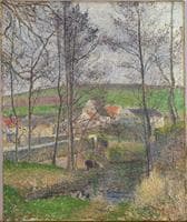 Banks of the Viosne at Osny, grey weather, winter