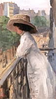 An Elegant Lady on a Balcony, Rue de Clignancourt, Paris