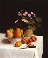 Still Life with Primulas and Fruit