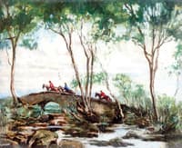 An Irish Hunt Crossing a Bridge