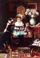 Daddy and Her Pets, a Portrait of the Daughter of J. Rolls Hoare