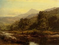 An Island on the Llugwy, Capel Curig, with an Angler