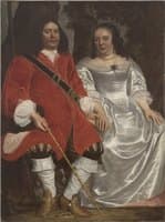 Portrait of a Gentleman and a Lady Seated Outdoors