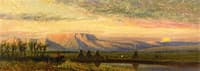 Sunset beyond an Indian Encampment with Teepees