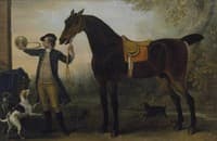 Life-Size Horse with Huntsman Blowing a Horn