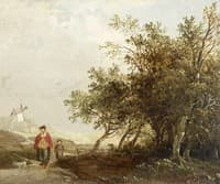 Mother and Child on a Track by a Coppice