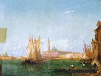 Venetian Scene: Gondolas and Sailing Boats