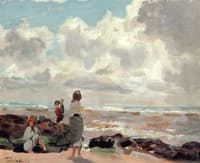 Figures on a Rocky Beach