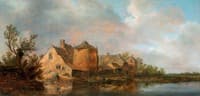 River Scene with an Inn