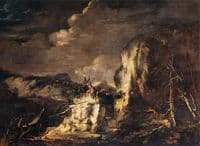 Rocky Landscape with Huntsman