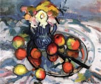 Still Life with Peaches and Vase of Flowers