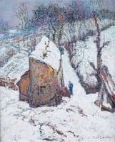 Mountain Farm with Snow