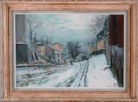 Montmartre Street covered with Snow