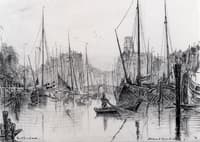 Moored Boats In Rotterdam