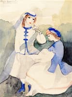 Two Young Girls with a Bird
