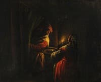 Figures in a Candelit Interior