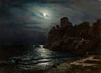 Moonlit Coast with a Castle