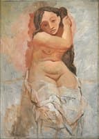 Woman Plaiting Her Hair
