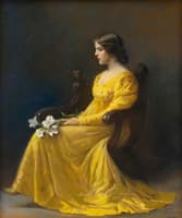 Woman Seated Holding Lilies