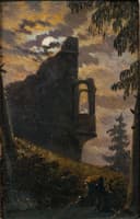 Moonlight behind a Castle Ruin with Alcove