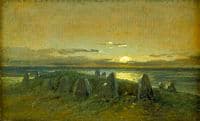 Nobbin on the island of Rügen;  Prehistoric artifact by Moonlight