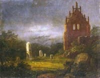Ruined Church in Liechtenstein by Moonlight