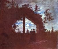 Two Figures in a Ruined Arch in Moonlight