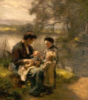 Woman with Infant and Two Children