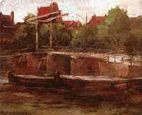 Waals-Eilandgracht with Bridge and Flat Barges