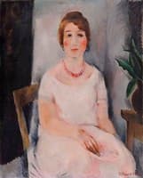 Portrait of a Woman in a Pink Dress