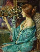 Woman seated at her Vanity