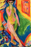 Naked Girl against a Green Sofa