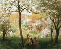 Children in a Spring Landscape