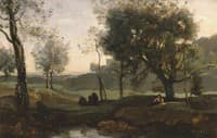 Sunset:  Figures under Trees