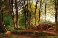 Summer day in Sæby Skov with three young ladies strolling