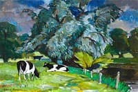 Willow Trees, Cattle and River